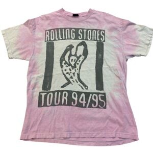 the Rolling Stones Tie-Dye T-Shirt - Pink & Gray vintage short sleeve